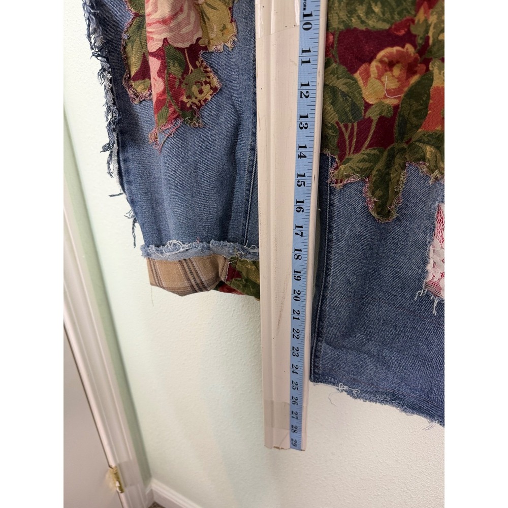 Angels Forever Young Custom Boho Floral Patchwork Jeans Upcycle Distressed - Picture 7 of 10